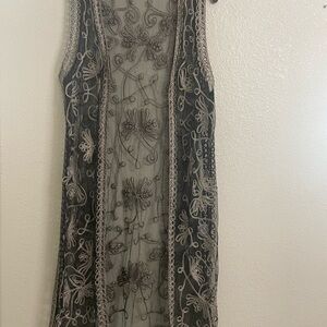 Elegant Black and Cream Embroidered Vest